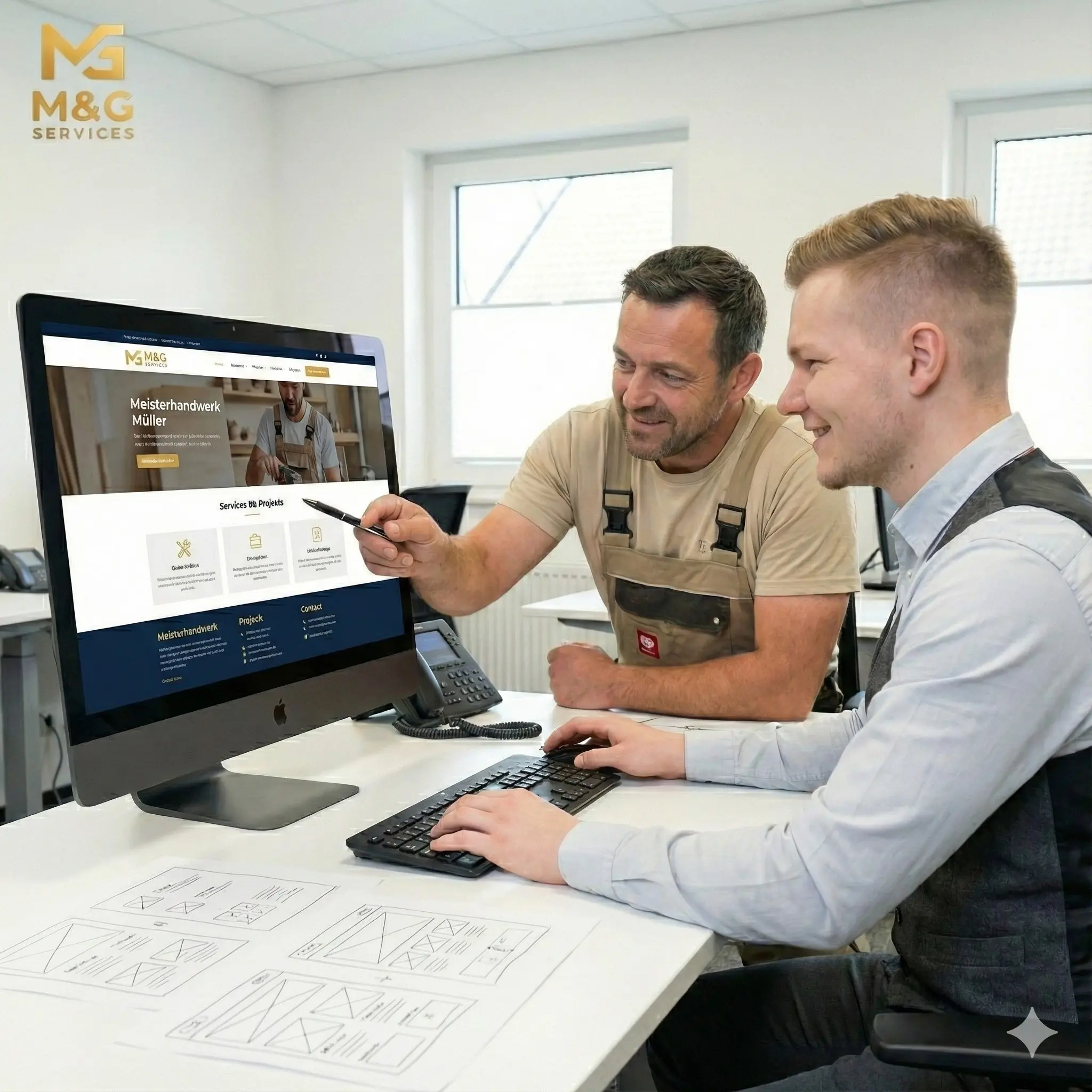 Modernes Webdesign auf Laptop und Smartphone